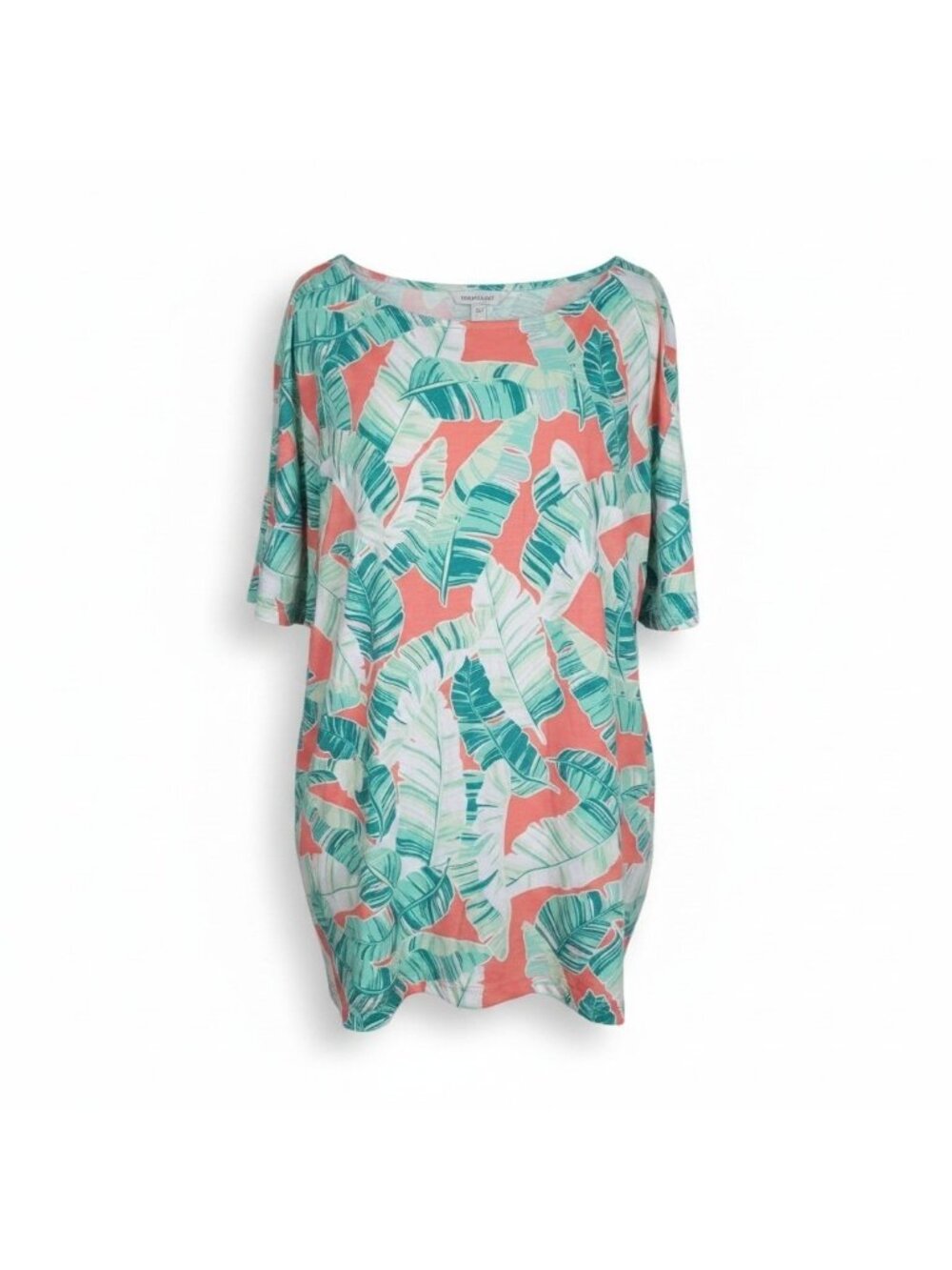 CORAL BAY Woman 3X Short Sleeve T-shirt Top Colorful Hawaiian Print